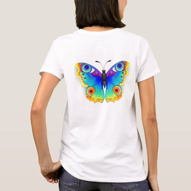 Rainbow Butterfly Peacock Öga T Shirt (Baksida)