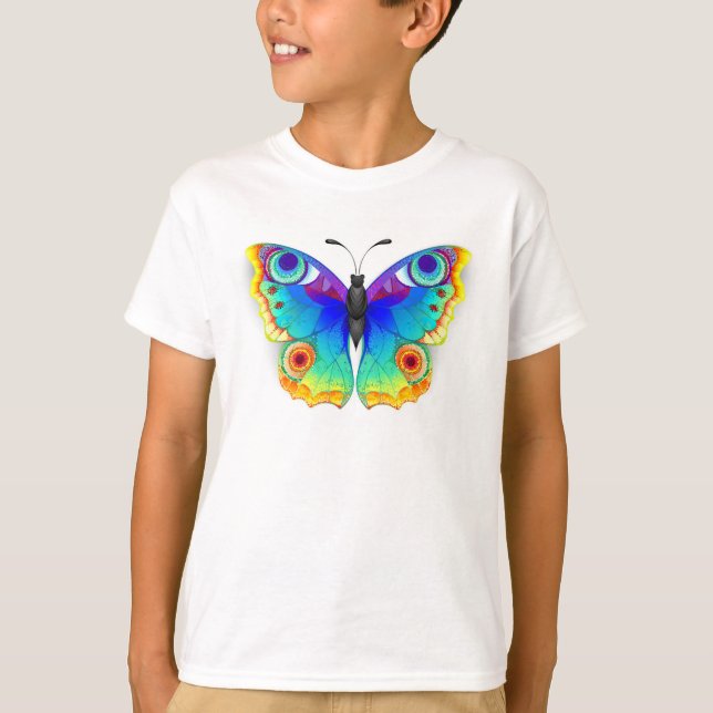 Rainbow Butterfly Peacock Öga T Shirt (Framsida)