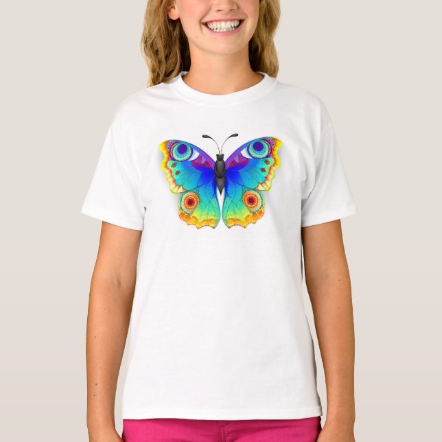 Rainbow Butterfly Peacock Öga T Shirt (Framsida)