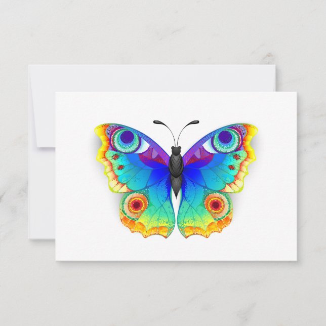 Rainbow Butterfly Peacock Öga Tack Kort (Framsida)