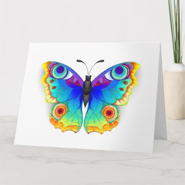 Rainbow Butterfly Peacock Öga Tack Kort (Framsida)