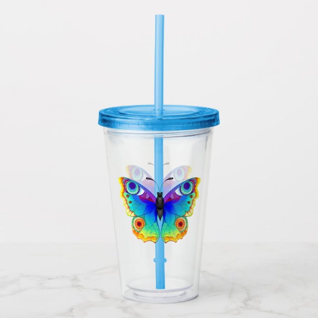 Rainbow Butterfly Peacock Öga Take Away Mugg (Framsida)