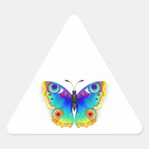 Rainbow Butterfly Peacock Öga Triangelformat Klistermärke