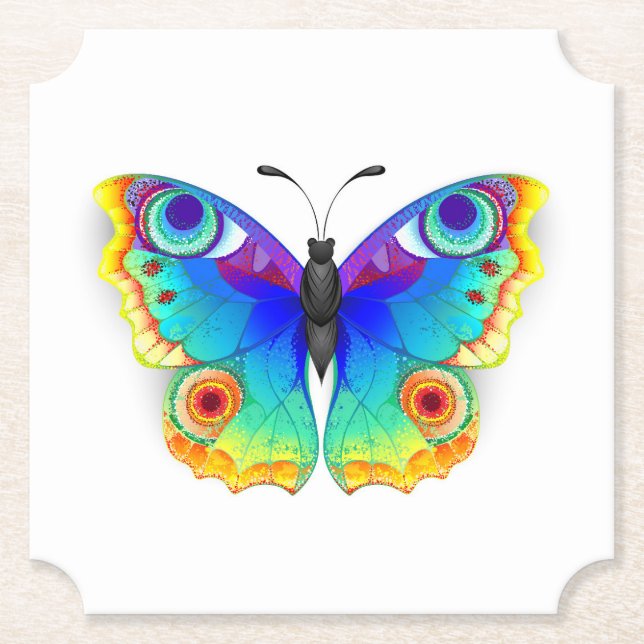 Rainbow Butterfly Peacock Öga Underlägg Papper (Framsida)