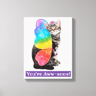 Rainbow Butterfly Princess Kitten Canvastryck