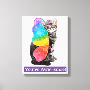 Rainbow Butterfly Prinsessan Kitten Canvastryck
