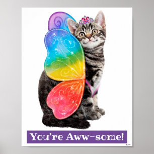 Rainbow Butterfly Prinsessan Kitten Poster