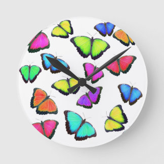 Rainbow Butterfly Rund Klocka