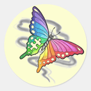 Rainbow Butterfly Runt Klistermärke