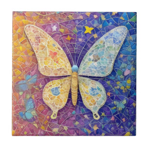 Rainbow Butterfly Söt Colorful Mosaic Kakelplatta
