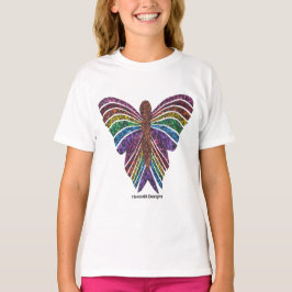 Rainbow Butterfly (vit) - Flickans grundläggande T Shirt