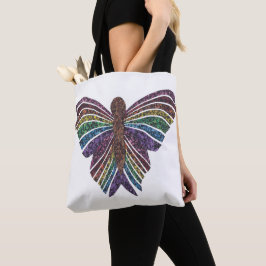 Rainbow Butterfly (vit) - Tote Tygkasse
