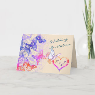 Rainbow Butterfly Wedding bjudande Inbjudan