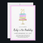 Rainbow Cake | 21:a födelsedagsinbjudan<br><div class="desc">En enkel men vacker vattenfärgsinbjudan. Denna regnbågsinspirerade födelsedag, med heliga accenter från färg och guld, är perfekten inbjudan som anger tonen för ett fantastisk party! Lägg till anpassningsbarnas ordalydelse i den här designen genom att använda rutorna "Redigera den här designmallen" på objektets höger eller klicka på den blå "Anpassa den"...</div>