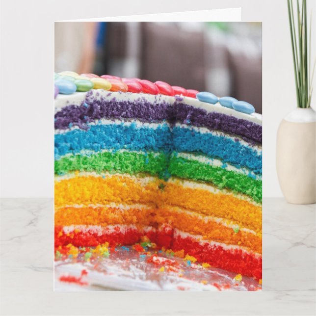 RAINBOW CAKE BLANK IN SIDE Foleting Card Kort (Framsida)