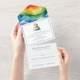 Rainbow Cake bröllopsinbjudan