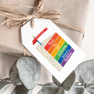 Rainbow Cake Grattis på födelsedagen Personlig Anp Presentetikett