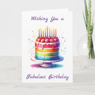 Rainbow Cake Jag önskar dig en Fabulous Birthday Kort
