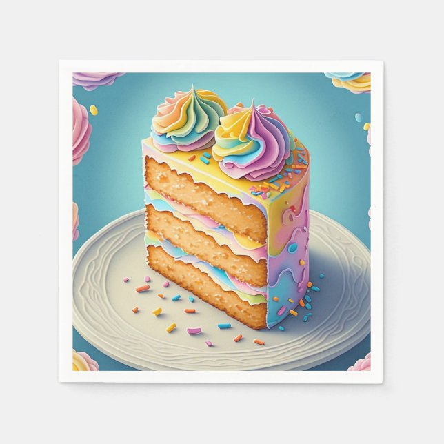 " RAINBOW CAKE SLICE " PAPPERSSERVETT (Framsidan)