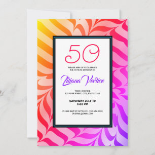 Rainbow Calligraphy Psychedelic Tiger Rand Inbjudningar