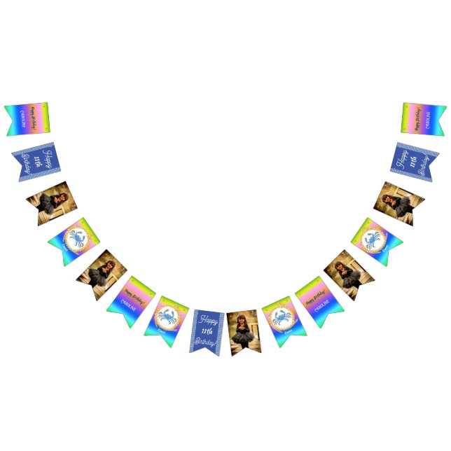 Rainbow Cancer Glitter Födelsedagsfest Vimplar (Alla)