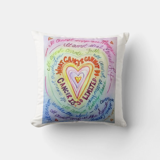 Rainbow Cancer Heart Decorative Dekorativ kudde (Framsida)