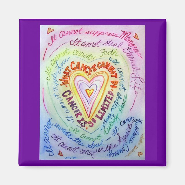 Rainbow Cancer Heart Magnet (Framsidan)