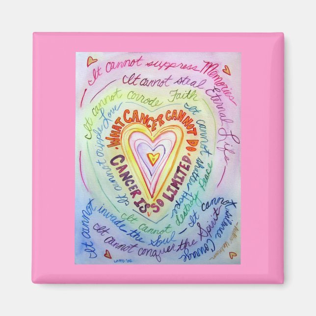 Rainbow Cancer Heart Magnet (Framsidan)