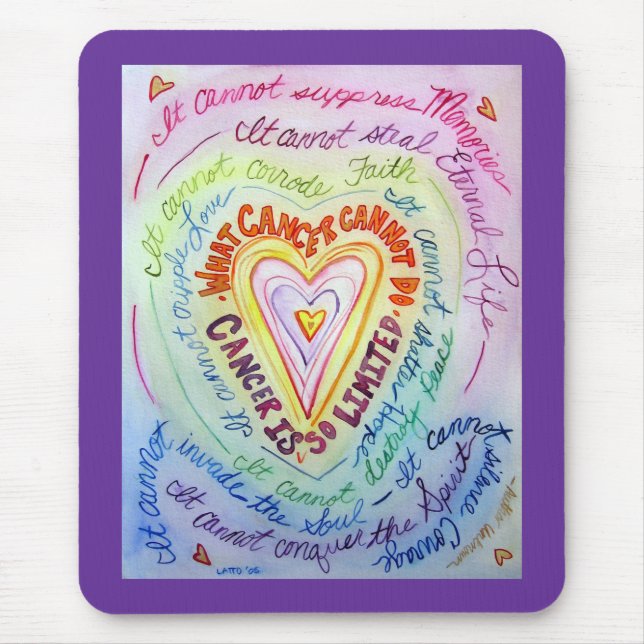 Rainbow Cancer Heart Mousepad Musmatta (Framsidan)