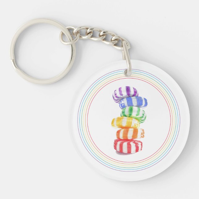 RAINBOW CANDY Acrylic Circle Keychain (Framsidan)