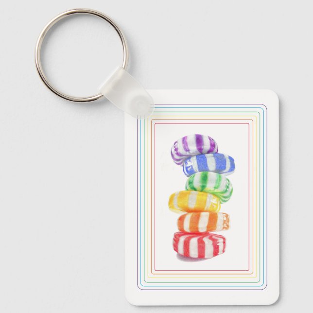 RAINBOW CANDY Aluminium Rectangchain Nyckelring (Framsida)