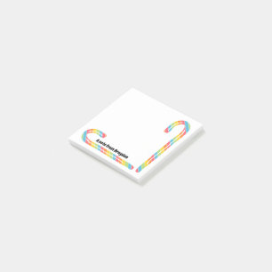 Rainbow Candy cane Anpassningsbar Text jul Post-it Block