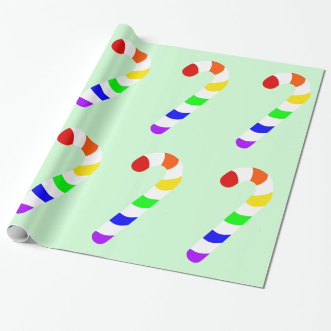 Rainbow Candy cane, Papper julinsvällning Presentpapper (Utrullad)