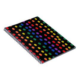 Rainbow Candy Dots on Black Anteckningsbok