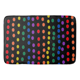 Rainbow Candy Dots on Black Badrumsmatta
