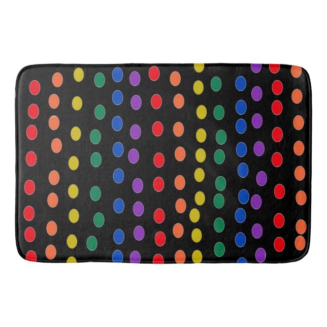 Rainbow Candy Dots on Black Badrumsmatta (Framsidan)