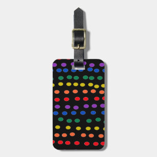 Rainbow Candy Dots on Black Bagagebricka