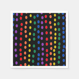 Rainbow Candy Dots on Black Pappersservett