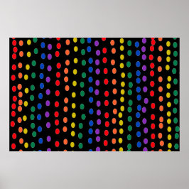 Rainbow Candy Dots on Black Poster