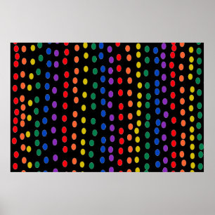 Rainbow Candy Dots on Black Poster