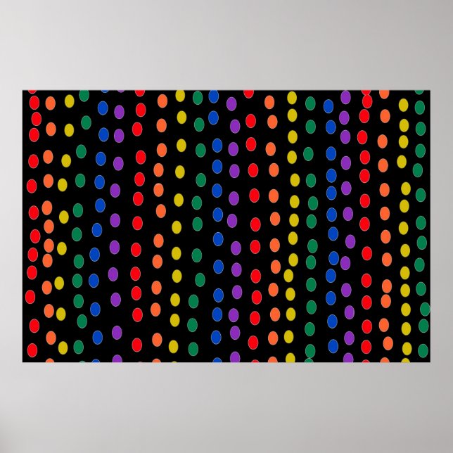 Rainbow Candy Dots on Black Poster (Framsidan)