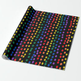 Rainbow Candy Dots on Black Presentpapper