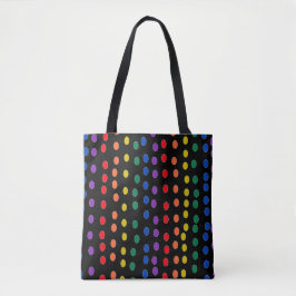 Rainbow Candy Dots on Black Tygkasse