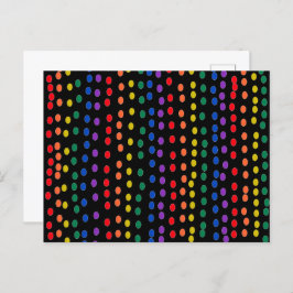 Rainbow Candy Dots on Black Vykort