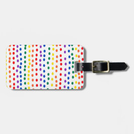 Rainbow Candy Dots on White Bagagebricka