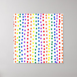 Rainbow Candy Dots on White Canvastryck