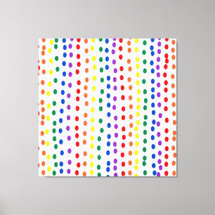 Rainbow Candy Dots on White Canvastryck