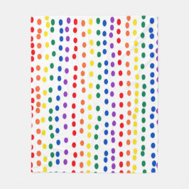Rainbow Candy Dots on White Fleecefilt