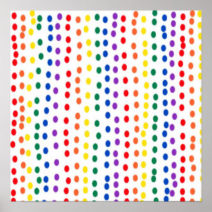 Rainbow Candy Dots on White Poster