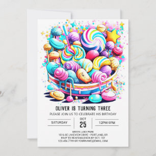 Rainbow Candy Editable Birthday Inbjudningar